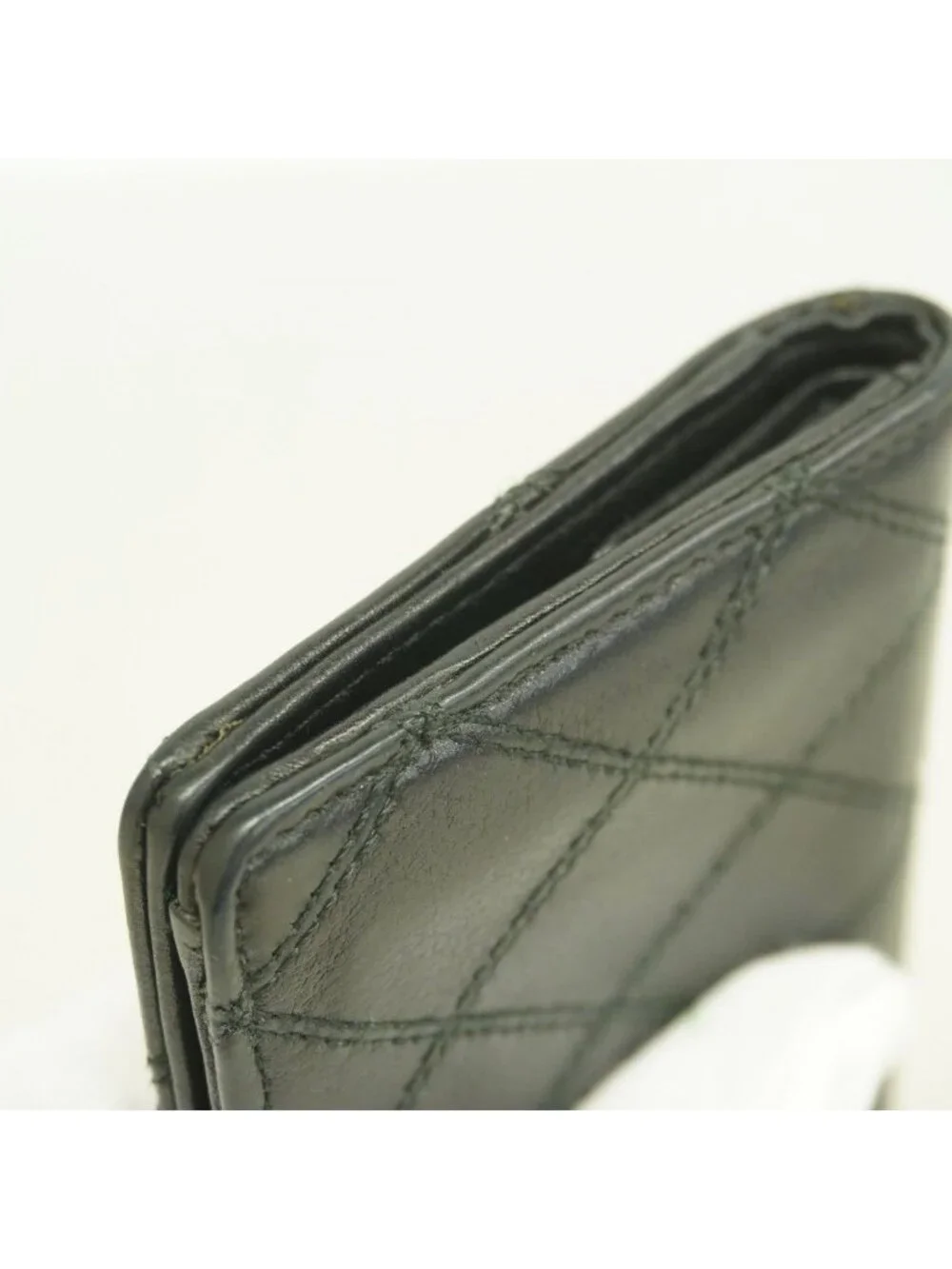 Chanel Card Case Bicolor Leather Black Gold